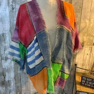 Colorful Patchwork Open Cardigan